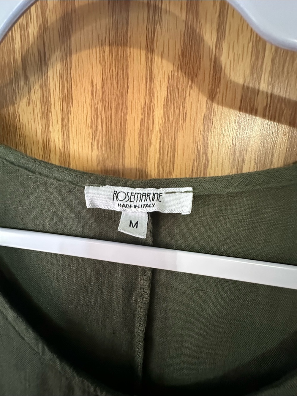 Rosemarine Short Sleeve Summer Dress Military Green 100% Linen Size M - Pockets - Picture 2 of 6